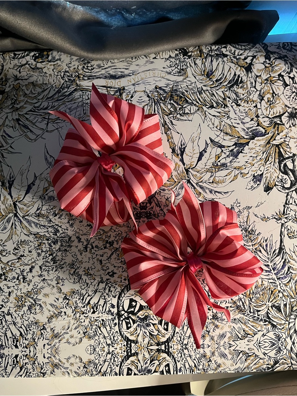 Handmade Pink Striped Hair Bows
